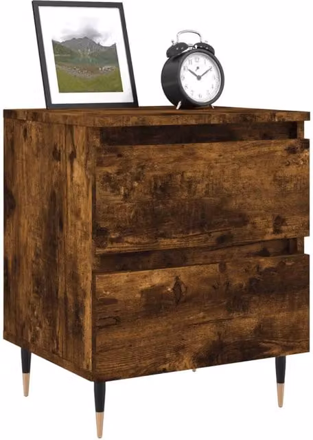 Berkfield Home Elegant Bedside Cabinets, 2 Piece Set in Smoked Oak Brown, W/D/H: 40 x 35 x 50 cm – 1