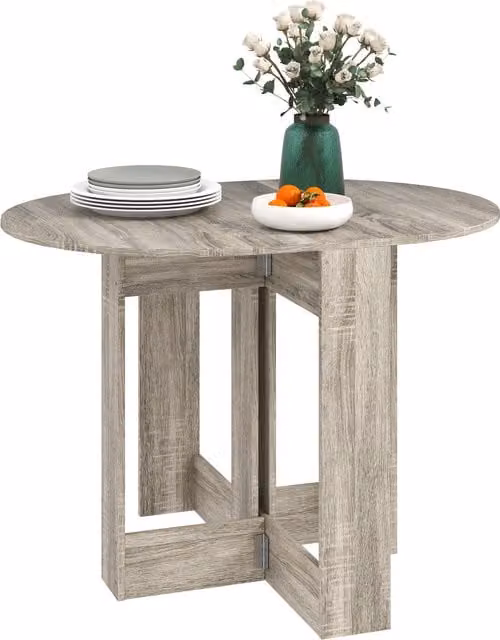 HOMCOM Grey Drop Leaf Folding Dining Table for Kitchen and Dining Rooms