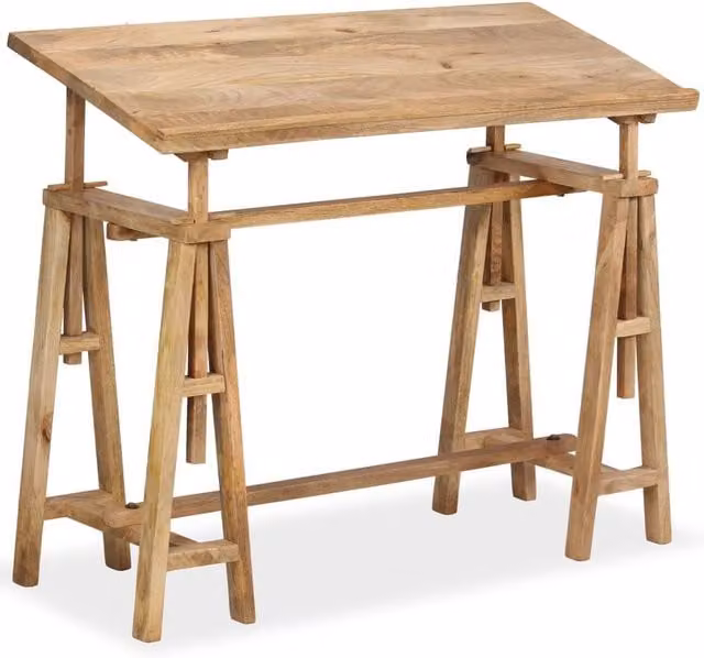 Berkfield Home Solid Mango Wood Drafting Table in Brown, W/D/H: 116 x 50 x 76 cm