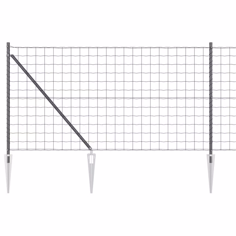 Berkfield Home Euro Fence with 13 Spike Posts, 1 x 25 m, Galvanised Steel, Grey/Silver – 2