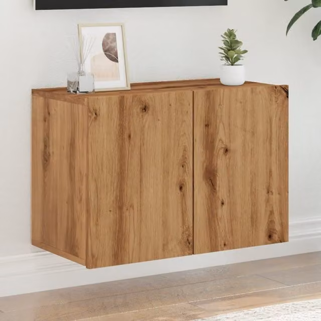 Berkfield Home Wall-mounted Artisan Oak TV Cabinet in Brown, W: 60 cm, D: 30 cm, H: 41 cm – 1