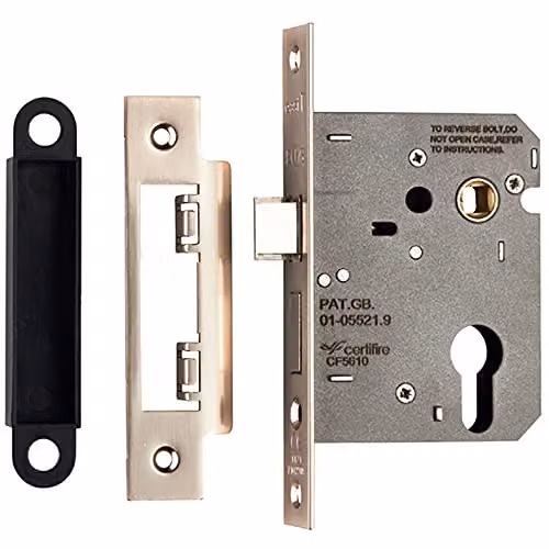 Loops 76mm Contract Euro Profile Sashlock with Square Forend in Satin Nickel