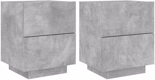 Berkfield Home Set of 2 Modern Bedside Cabinets with Integrated LED Lights in Concrete Grey Engineered Wood