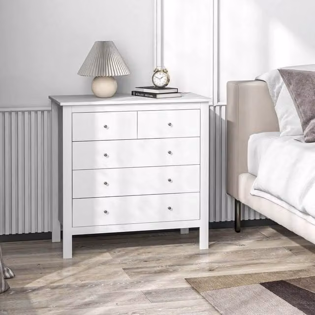 EONLION 5-Drawer Chest of Drawers in White