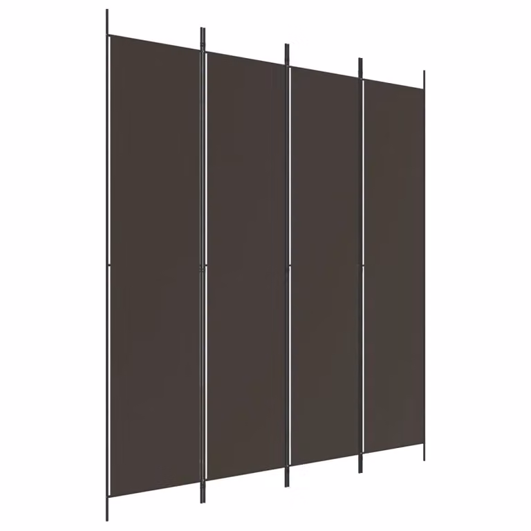 Berkfield Home 4-Panel Fabric Room Divider in Brown, W/H: 200 x 220 cm