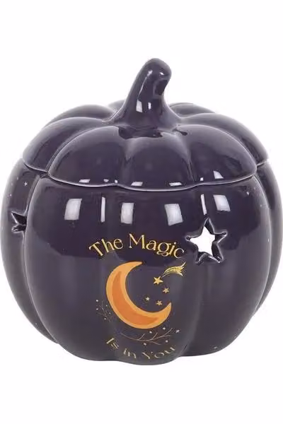 KDMD The Magic Is in You Pumpkin Oil Burner in Purple, Blue and Gold Ceramic Tabletop Design for Tealights – 2