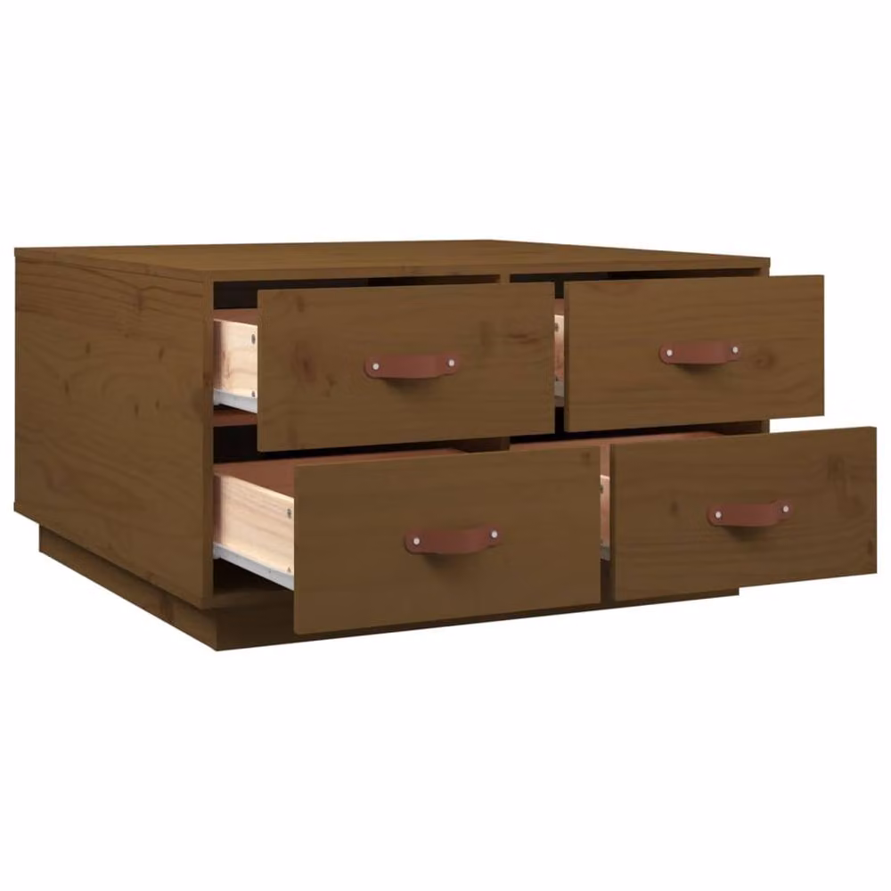 Berkfield Home Beautiful Coffee Table in Honey Brown Solid Pine, W/D/H: 80 x 80 x 45 cm – 2