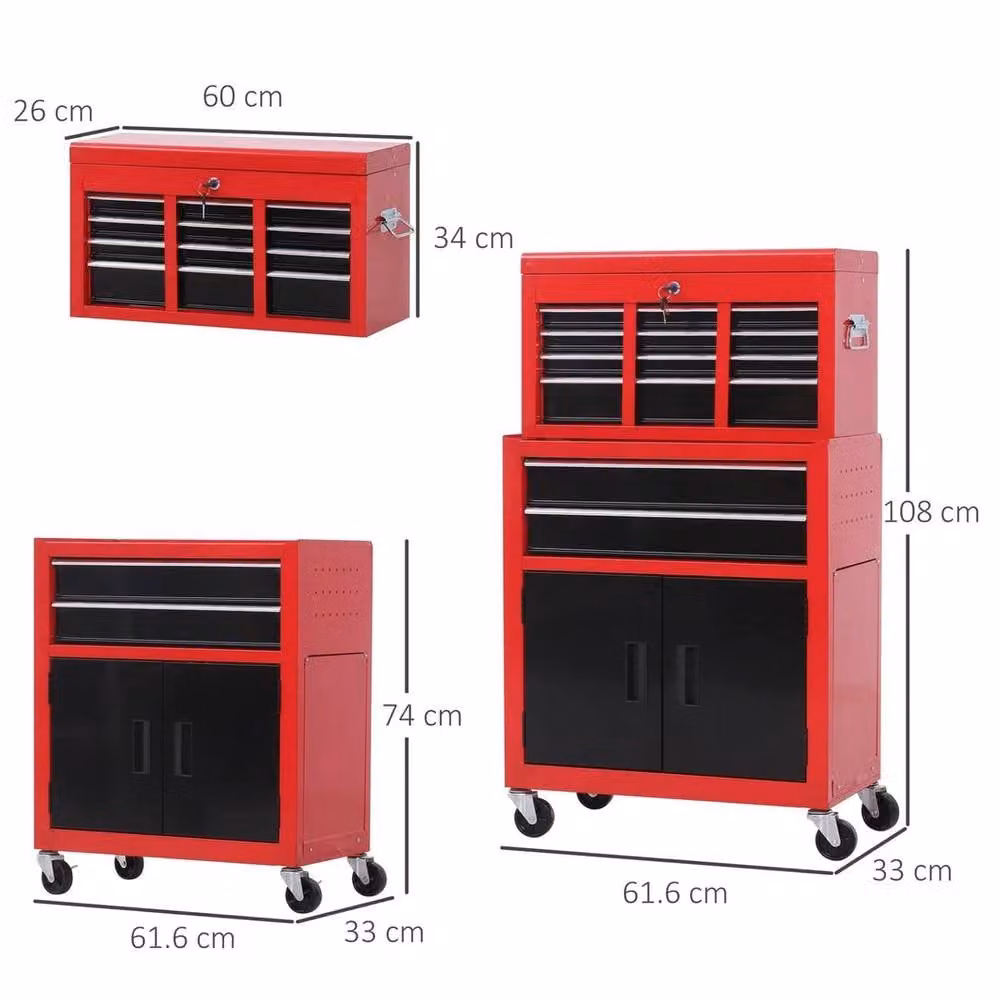 NESTLUNE Portable Toolbox Top Chest Cabinet in Red, W: 100 cm, D: 15 cm – 2
