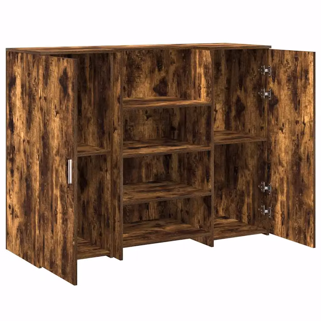 Berkfield Home Reception Desk in Smoked Oak Brown, W/D/H: 135 x 50 x 103.5 cm – 3