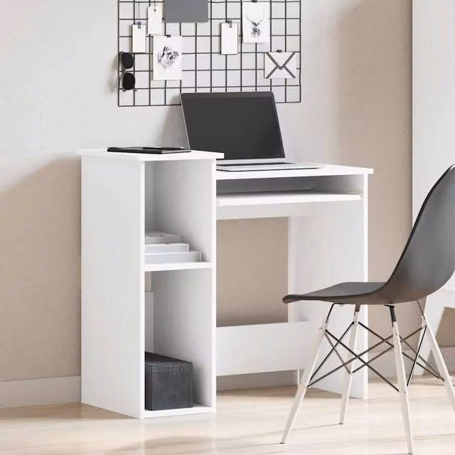 Berkfield Home Modern White Writing Desk with Shelves, W/D/H: 84 x 40 x 78 cm – 1