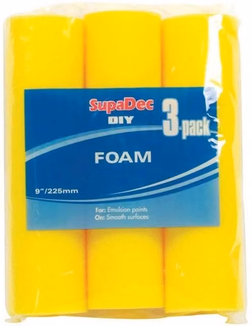 SupaDec Yellow Foam Roller Refills for Water-Based Paint, Pack of 3 – 1