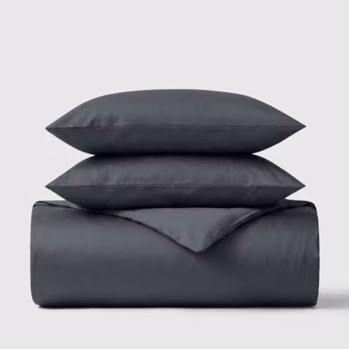 Bedable 100% Cotton Sateen Duvet Cover and Pillowcase Set, 460 Thread Count, Grey, W: 180 cm, H: 200 cm