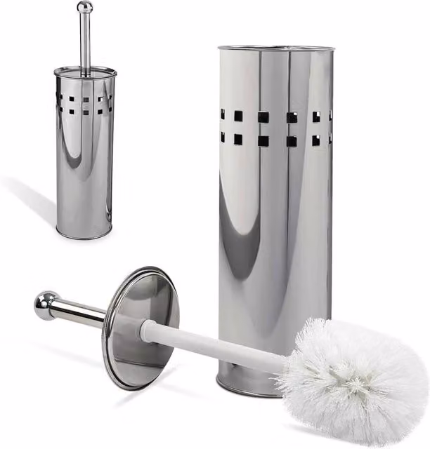 Spetlek Silver Stainless Steel Toilet Brush and Holder Set
