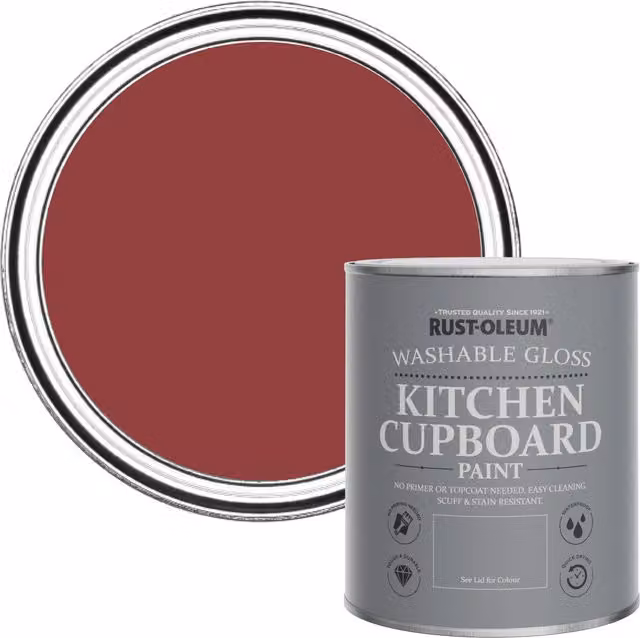 Rust-Oleum Kitchen Cupboard Paint in Gloss Finish, Red, 0.75 l