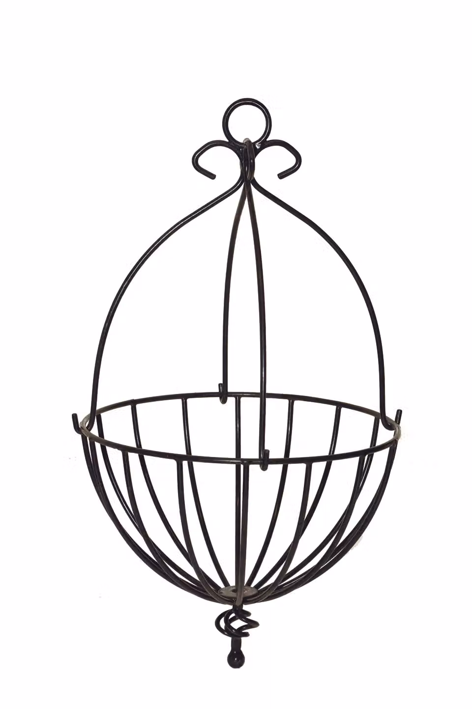 Samuel Alexander Black Metal Spanish Garden Wall Hanging Basket, Diameter: 35 cm – 4