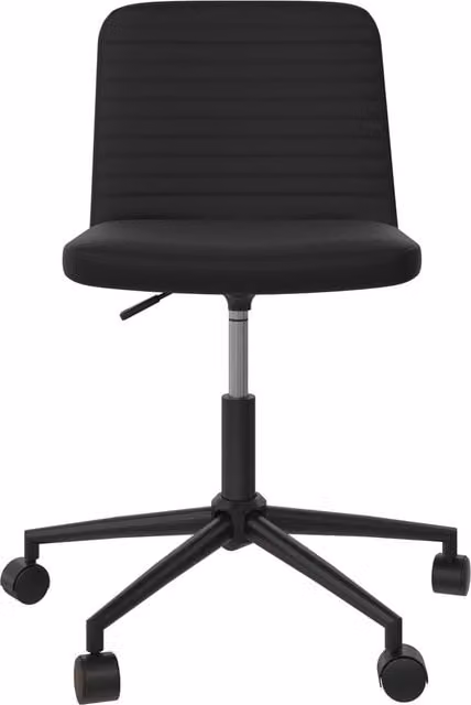 Dorel Home Corey Mid-Century Office Task Chair in Black Fabric with Metal and Wood Accents