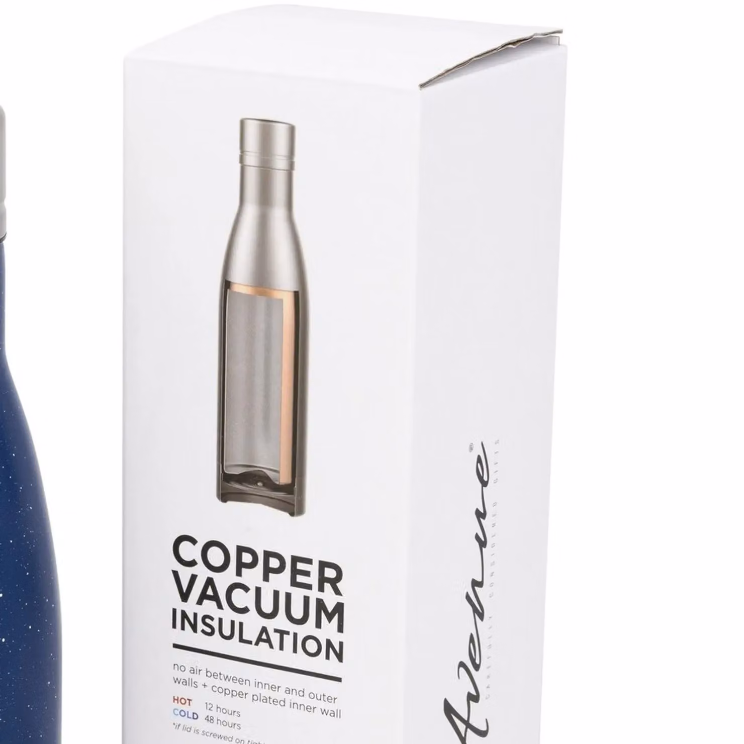 Avenue Vasa Speckled Copper Vacuum Insulated Bottle in Blue, 0.72 l – 2