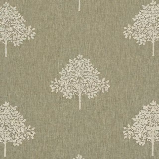 William Morris At Home Marigold Tree Embroidered Fabric in Nettle and Multicolour