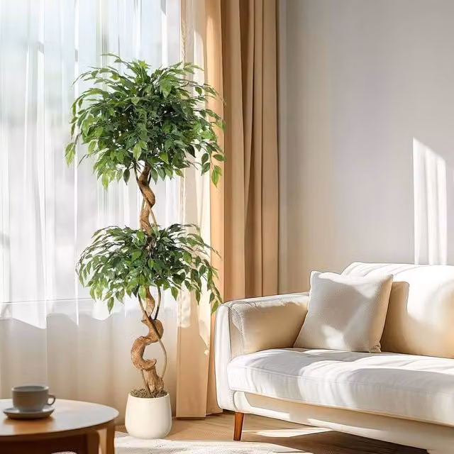 London Boutique 150cm Artificial Ficus Tree, Realistic Green Indoor Plant