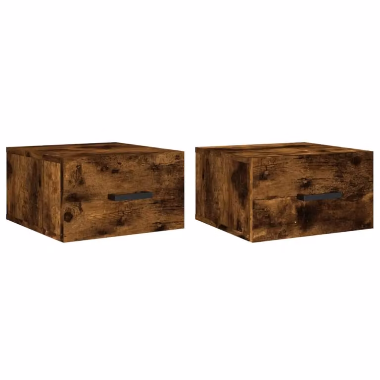 Berkfield Home Wall-mounted Bedside Cabinets, 2 Pack, Smoked Oak Brown, W/D/H: 35 x 35 x 20 cm