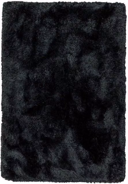 The Rug Shop UK Handmade Plain Shaggy Sparkle Luxurious Anti-Shed Area Rug in Black, W: 140 cm, L: 200 cm