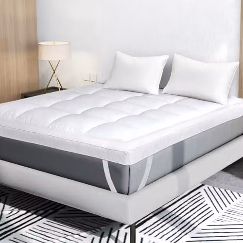 Lavio Orthopaedic Memory Foam Feel Mattress Topper with Anti-Allergy Quilted Cover, White, W: 150 cm x L: 190 cm, 10 cm Depth – 1