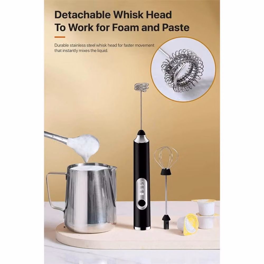 Nordara Black Rechargeable Electric Handheld Milk Frother Whisk Mixer – 2