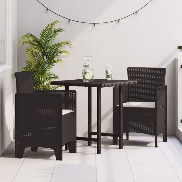 Berkfield Home Set of 2 Modern Garden Chairs with UV-Resistant Cushions in Brown