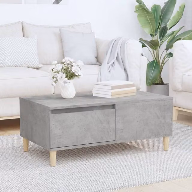 Berkfield Home Coffee Table in Concrete Grey, W/D/H: 90 x 50 x 36.5 cm