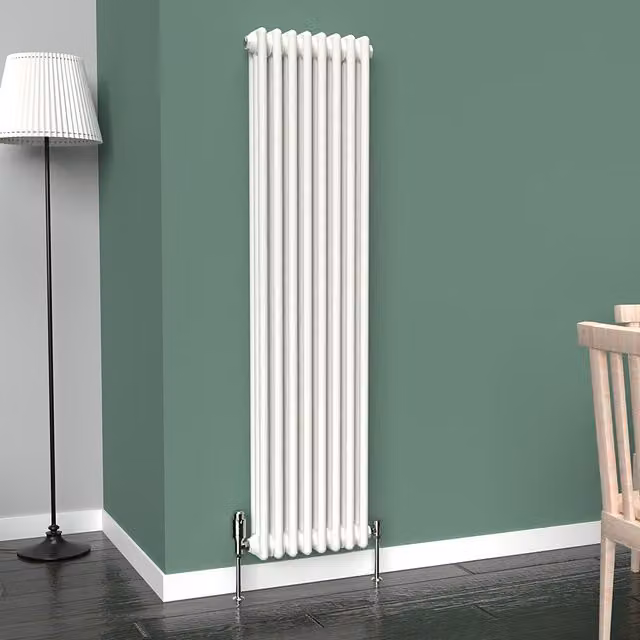 Lux Heat White Vertical 3 Column Steel Radiator, H: 150 cm, W: 38 cm