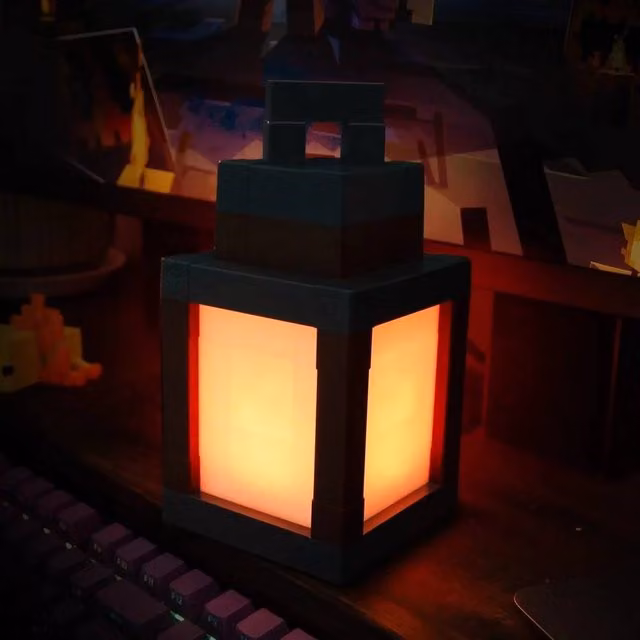 PAWNORA Pixel Style Night Light Lantern in Black with 16 Multicolour RGB Options and Remote Control – 1