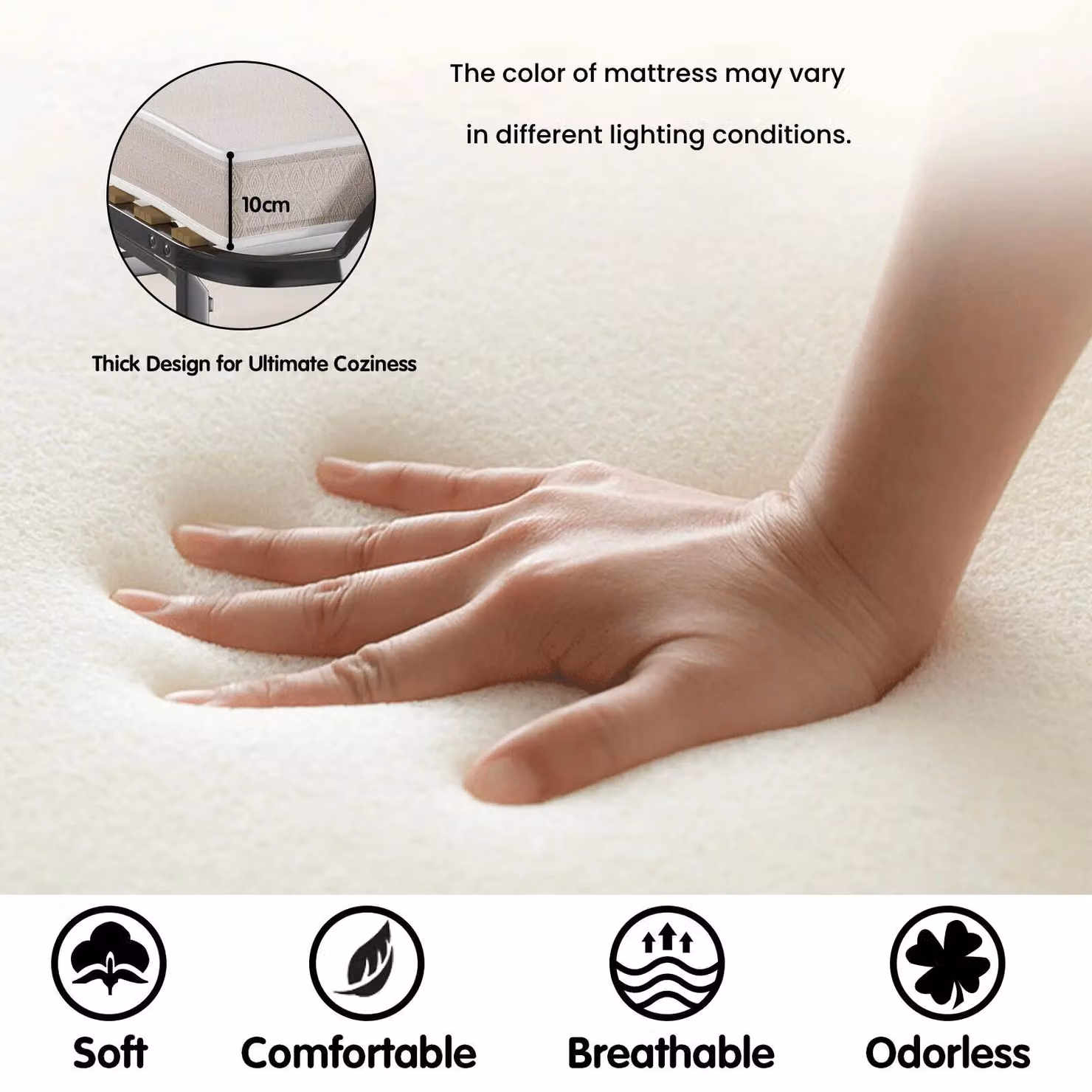 Gymax Portable Metal Folding Guest Bed with 10cm Memory Foam Mattress, Grey, W/D/H: 90 x 200 cm – 3