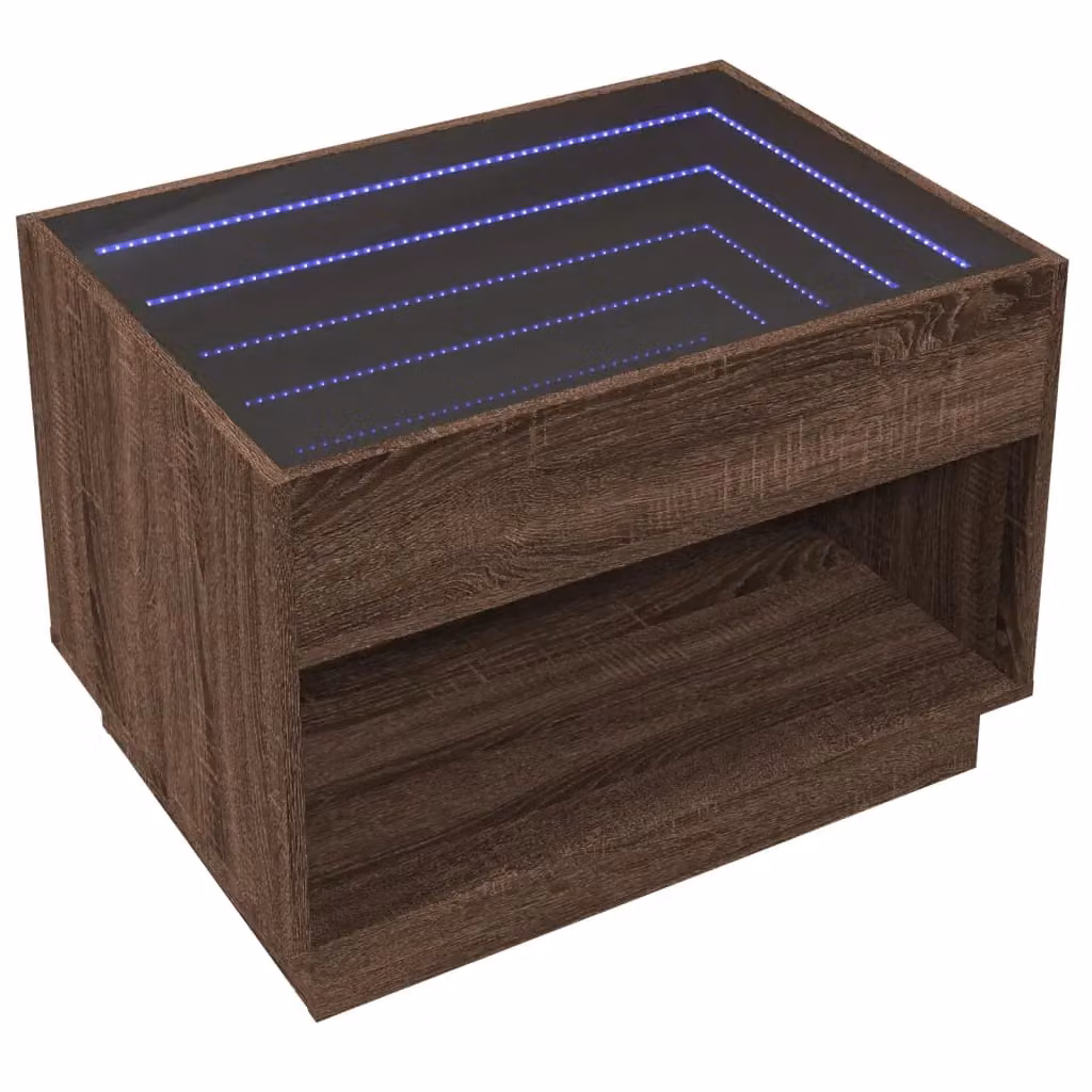 Berkfield Home Infinity LED Coffee Table in Brown Oak, W: 70 cm, D: 50 cm, H: 50 cm – 3