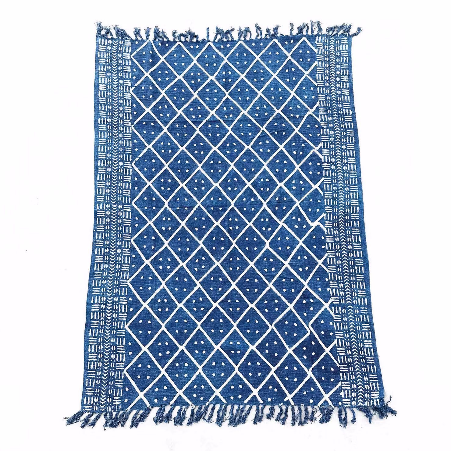 KDMD Handmade Indigo Geometric Throw in Midnight Heerak Blue, W: 170 cm, D: 120 cm – 2