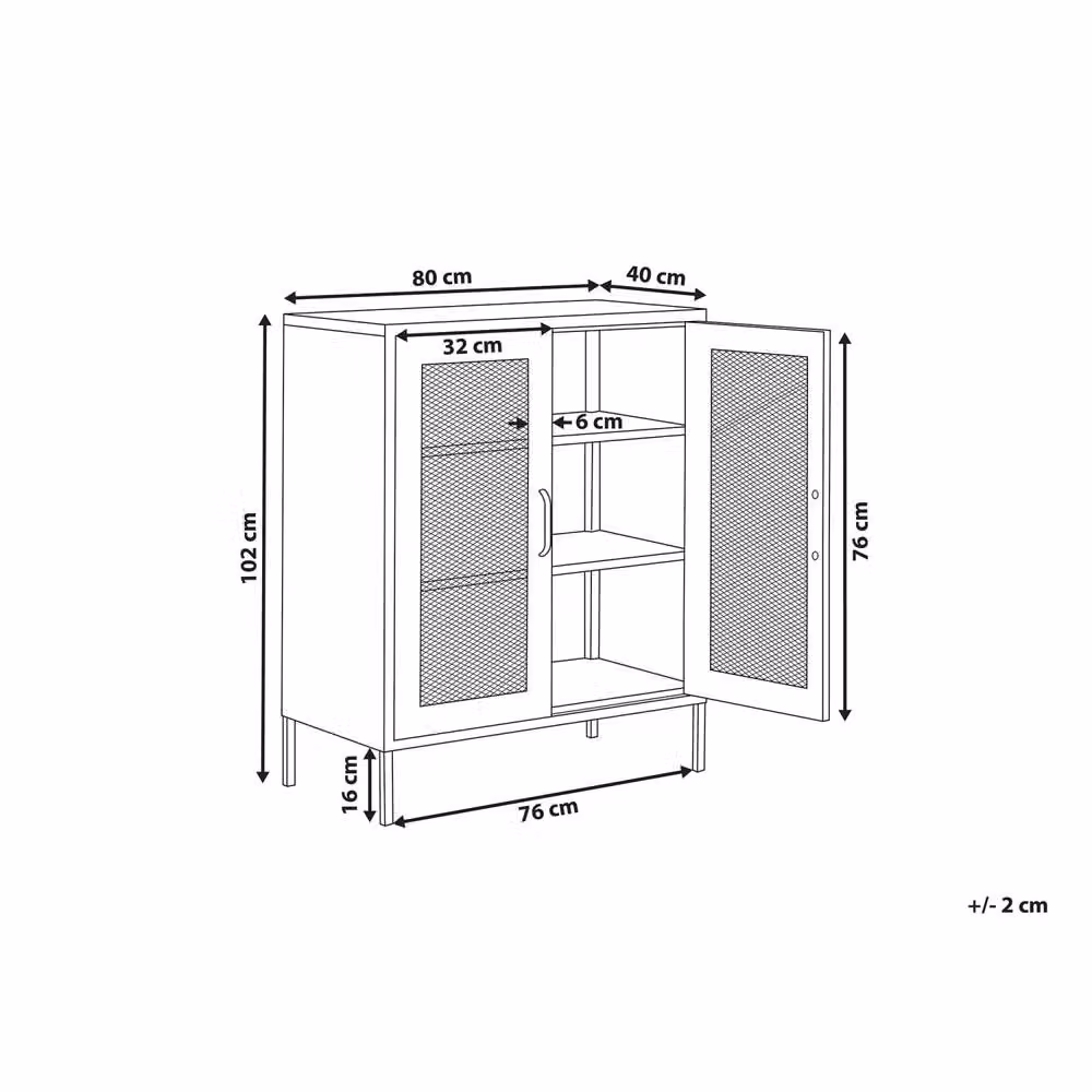 Wyld and Coco Industrial Office Cabinet in Matt Beige with 2 Hinged Glass Doors and Locks – 3