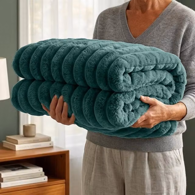 Casabella Green Polyester Fleece Blanket