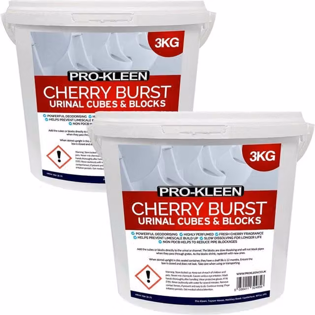 ProKleen Cherry Fragrance Slow Dissolving Urinal Channel Blocks, 2 x 3kg, Blue