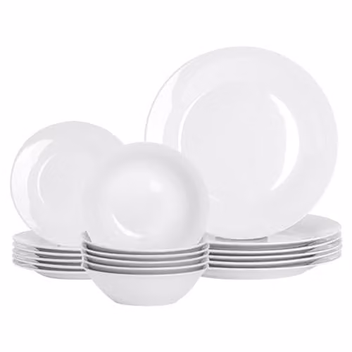 Argon Tableware 18-Piece White Porcelain Dinner Set for 6 People – 1