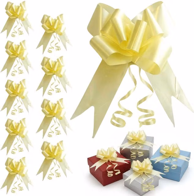 Shatchi 20pcs Light Yellow Pull Bows, 3cm Diameter for Gift Wrapping and Decorations – 1