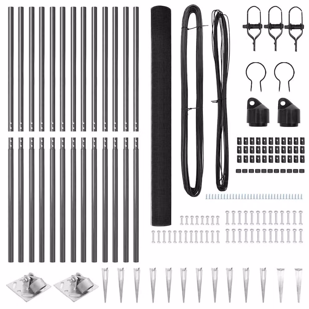 Berkfield Home Modern Welded Wire Fence with 13 Spike Posts, Grey Steel, W: 25 m, H: 1.5 m – 4