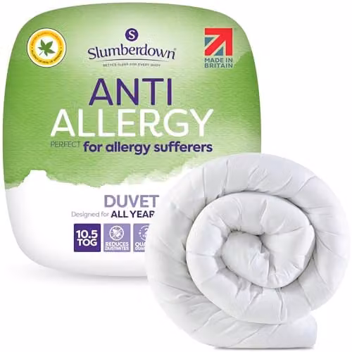 Slumberdown Anti Allergy All Year Round Double Duvet, 10.5 Tog, White, W/H: 200 x 200 cm