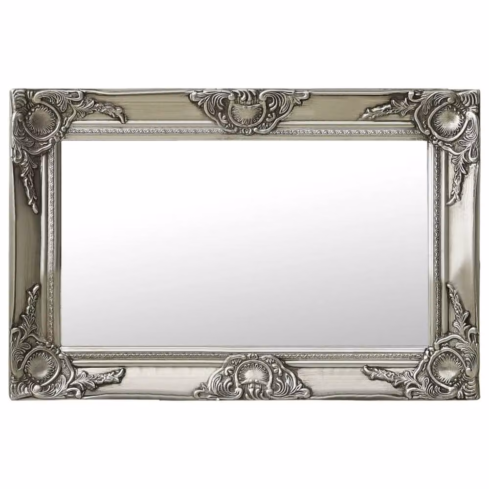 Berkfield Home Baroque Style Rectangular Wall Mirror in Silver, W: 60 cm, H: 40 cm – 2