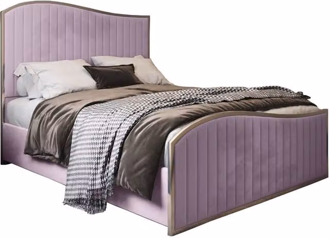 KDMD Darlington Single Upholstered Soft Velvet Metal Designer Bed Frame in Pink, W/D/H: 90 x 190 cm – 1