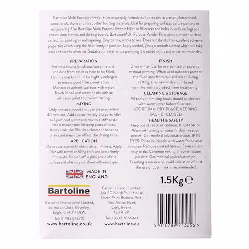 Bartoline Multi Purpose Powder Filler, White, 1.5kg – 3