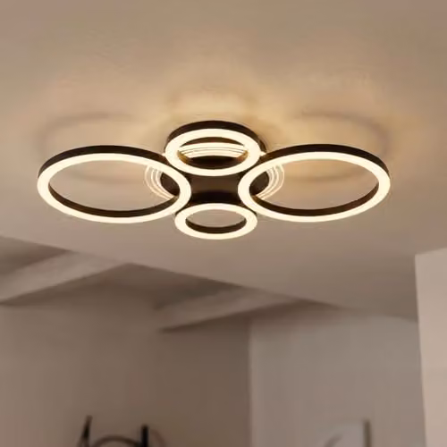 Globo Lighting Modern LED Ring Design Ceiling Light in Black, 40 W, 2500 lm, L x W x H: 53 x 35.5 x 6.1 cm – 2