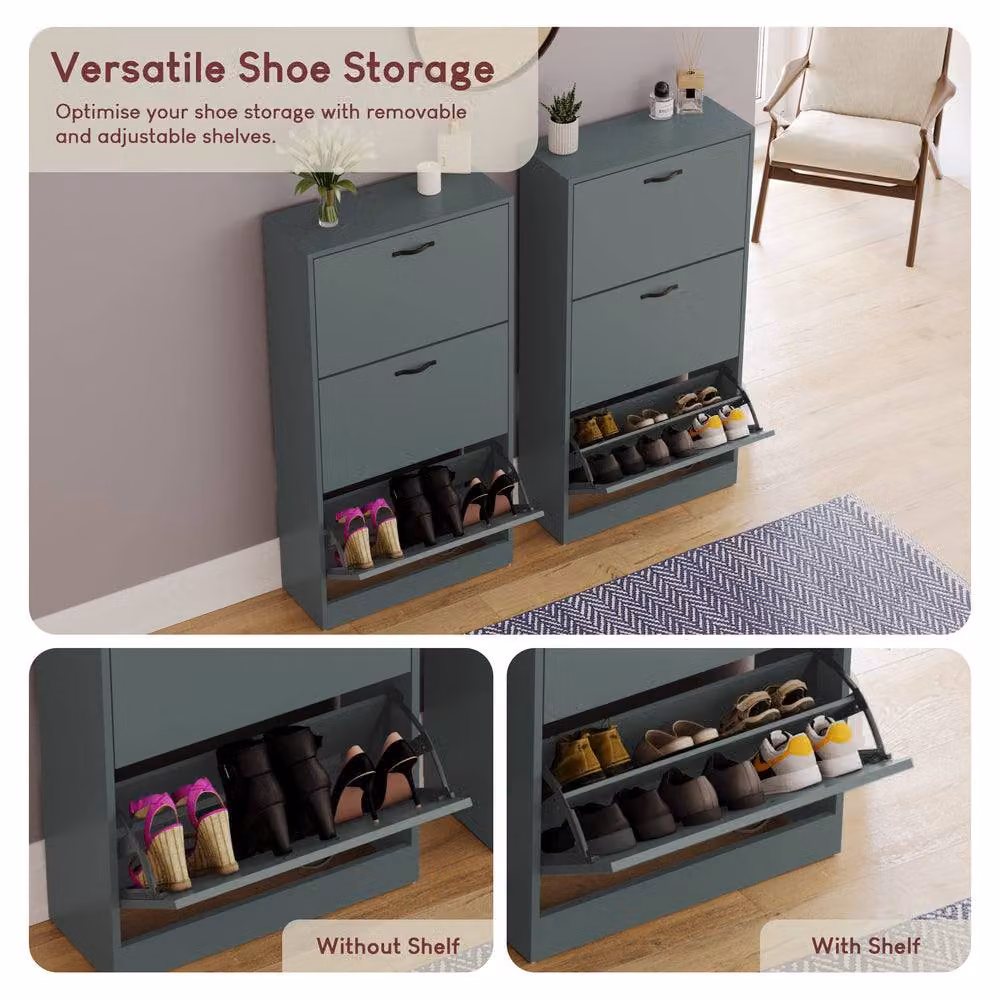 HD Designs Vida Designs Modern 3 Drawer Metal Shoe Cabinet in Matt Green – 4