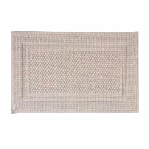 Christy Fina Rectangular Cotton Bath Mat in Grey and Beige, W: 80 cm, D: 50 cm – 1