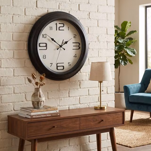 Myers Orsina Round Matt Black Metal Silent Quartz Wall Clock, Diameter: 44 cm – 2