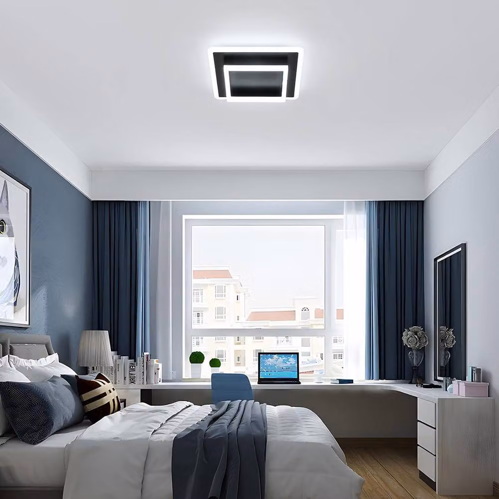 Goeco Modern Square LED Ceiling Light, 30W, Black, 6500K Cool White – 3