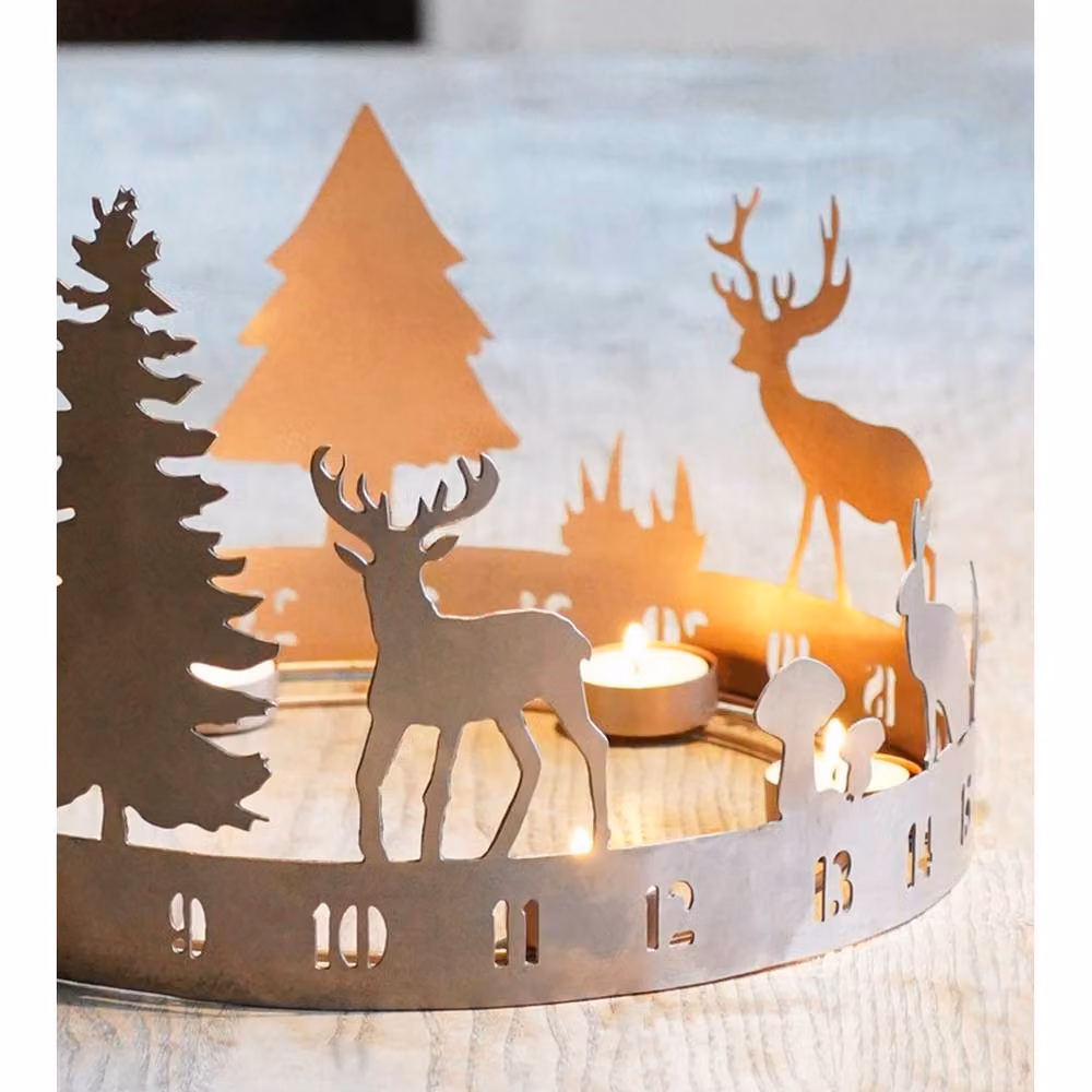 Lemon Pavilion Round Metal Advent Tealight Centrepiece in Bronze, W: 33 cm, D: 33 cm, H: 25 cm – 4